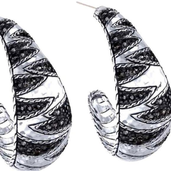 JOHN HARDY Sterling Silver/BlackSapphire Palu Macan Hoop Earrings